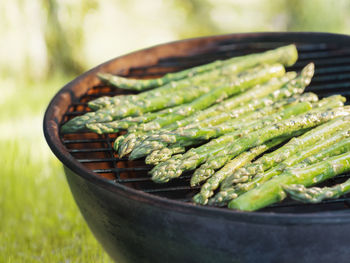 Green asparagus on grill