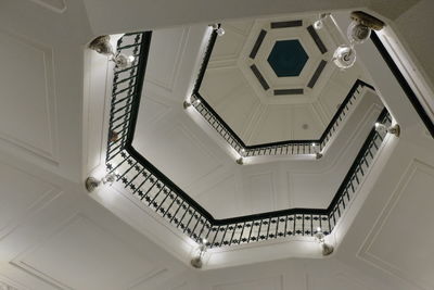 Low angle view of spiral staircase in building in snow crystal museum