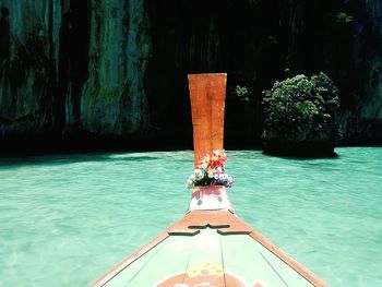 Scenic view of boat in sea