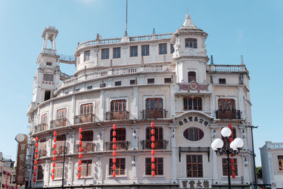 Low angle view of building against clear sky