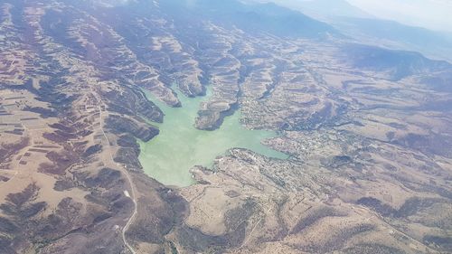 High angle view of water on land