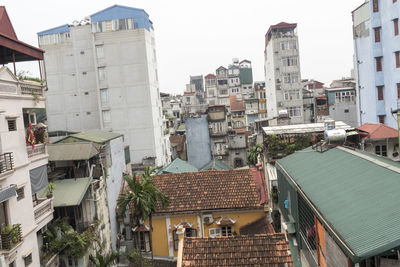 High angle view of buildings in city