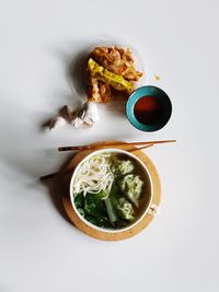 High angle view of food on white background