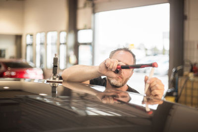 Man working at table