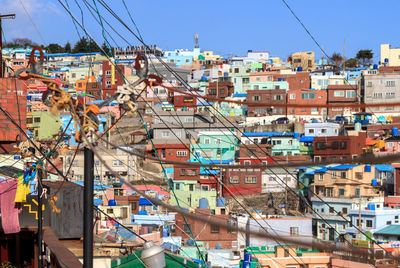 View of cityscape against clear sky