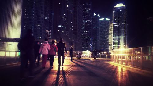 Illuminated city at night