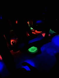 View of illuminated train at night