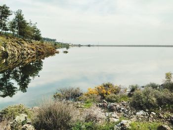 Scenic view of lake against sky