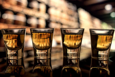 Close-up of shot glasses