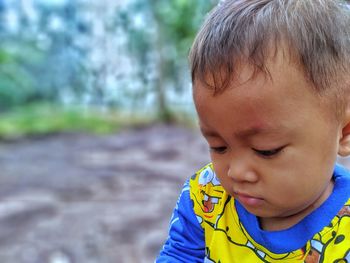 Close-up portrait of cute boy