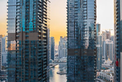 Beautiful view of the architecture of the glass skyscraper against the background 