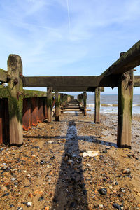 View of jetty on beach