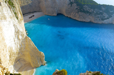 Scenic view of sea against blue sky