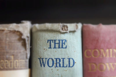Close-up of text on book