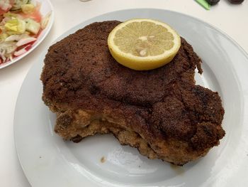 High angle view of meal served in plate