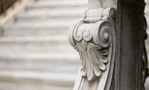 Close-up of marble design of staircase banister