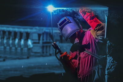 Man working at night