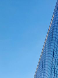 Low angle view of building against clear blue sky