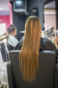 Rear view of woman with blond hair