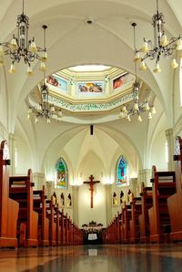 Interior of illuminated cathedral