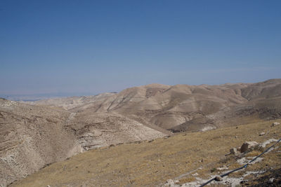 Scenic view of desert against clear sky
