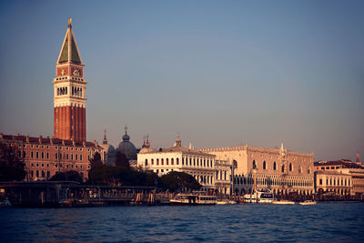 View of clock tower at night