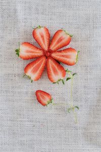 High angle view of fruits on table