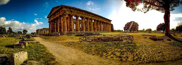 Panoramic view of old ruins against sky