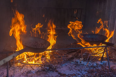 Close-up of bonfire at night