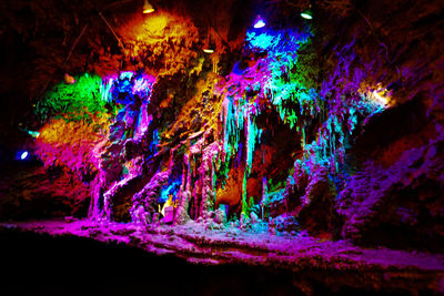 Close-up of illuminated cave