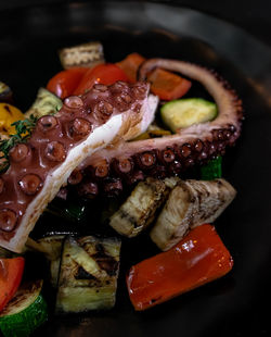 Close-up of food served in plate