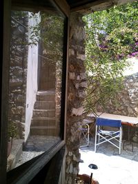 Closed door of house