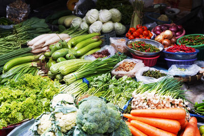 Vegetables for sale at market stall