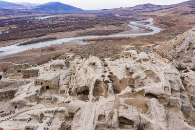 Aerial view of arid landscape