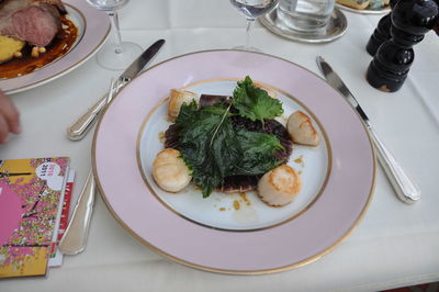 Close-up of food served in plate