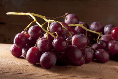 Close-up of grapes on table