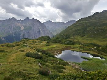 Scenic view of mountains against sky