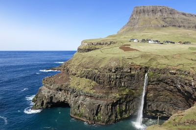 Scenic view of sea against clear sky