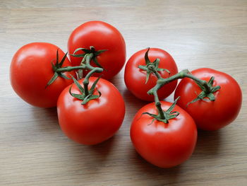 High angle view of tomatoes on table