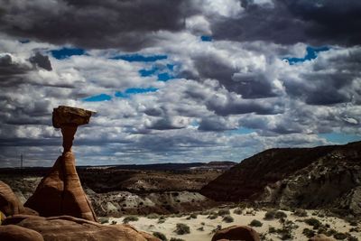 Scenic view of rock formations against sky