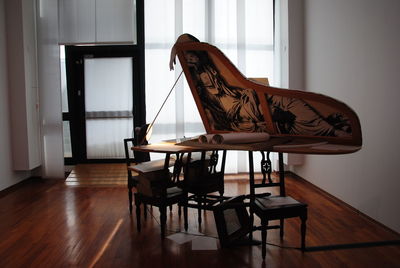 Artistic piano in an art gallery