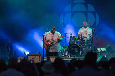 Panoramic view of people at music concert