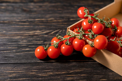 High angle view of tomatoes on table