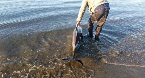 Man with dolphin