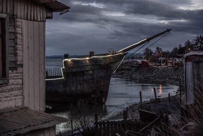 Panoramic view of sea against sky at dusk