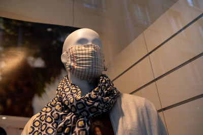 Close-up of mannequin in store