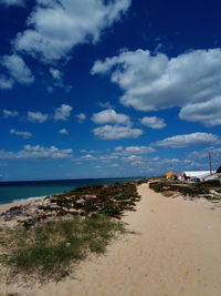 Scenic view of beach against sky