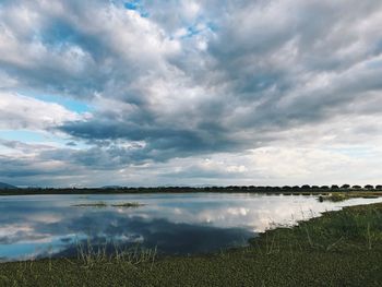 Scenic view of lake against sky