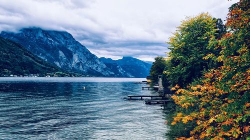 Scenic view of lake against sky