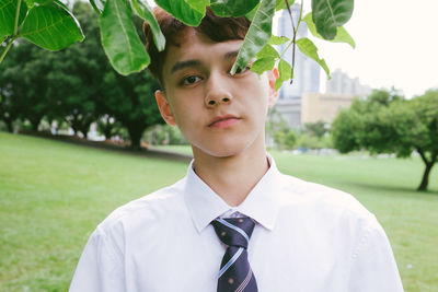 Portrait of boy wearing sunglasses